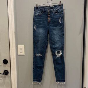 Vanilla Star Dark Blue Distressed Skinny Jeans